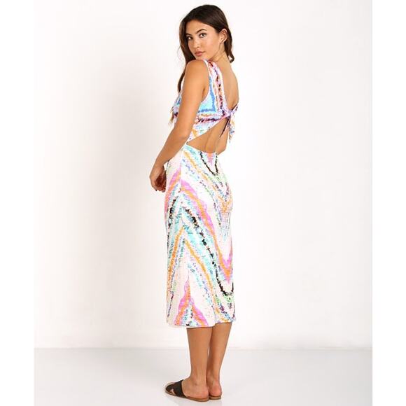 Mara Hoffman Rainbow Tie Back Swim Cover-Up Summer Vacation Dress Medium - Picture 1 of 8